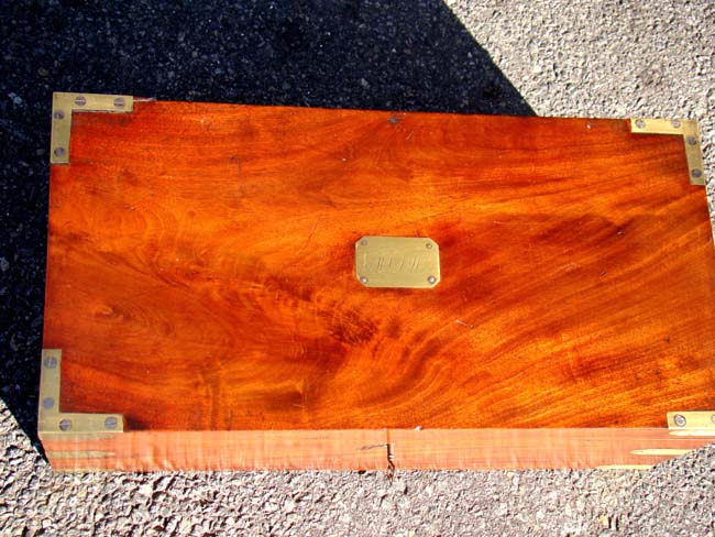 An historic DeWolfe family of Bristol, RI., brass bound mahogany lap desk circa 1840 — image 3